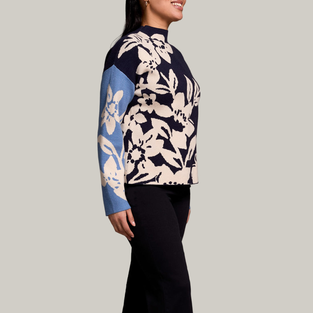 Tribal - Knit Jacquard Funnel Neck Sweater