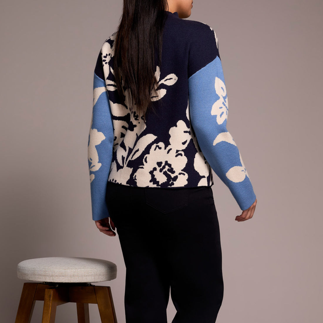Tribal - Knit Jacquard Funnel Neck Sweater