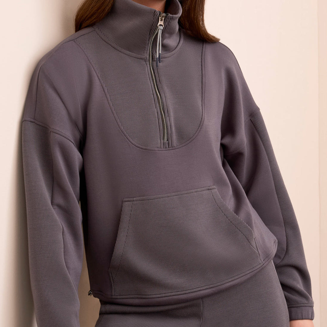 Tribal - Long Sleeve Mock-Neck Top With Zipper