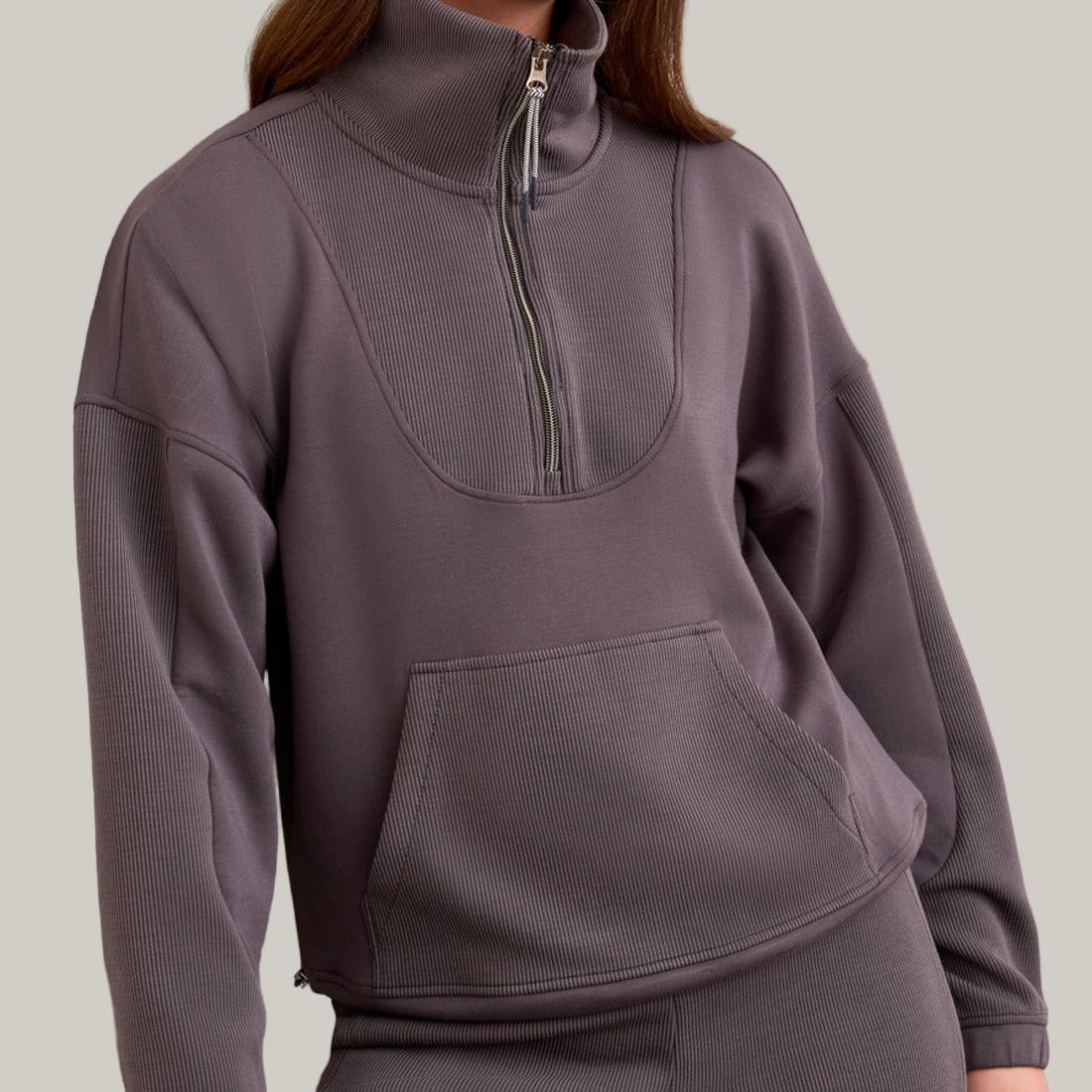 Tribal - Long Sleeve Mock-Neck Top With Zipper