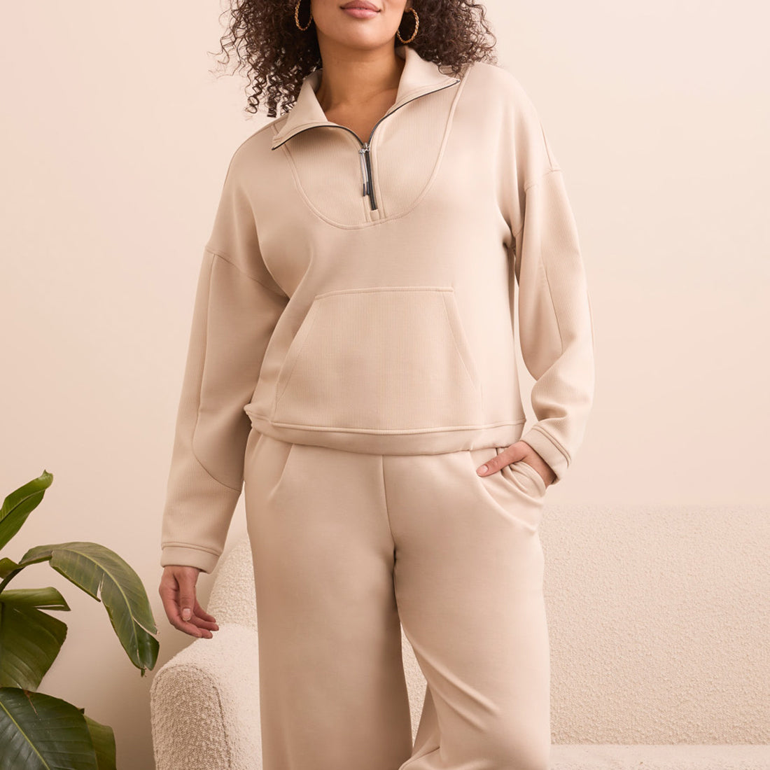 Tribal - Long Sleeve Mock-Neck Top With Zipper