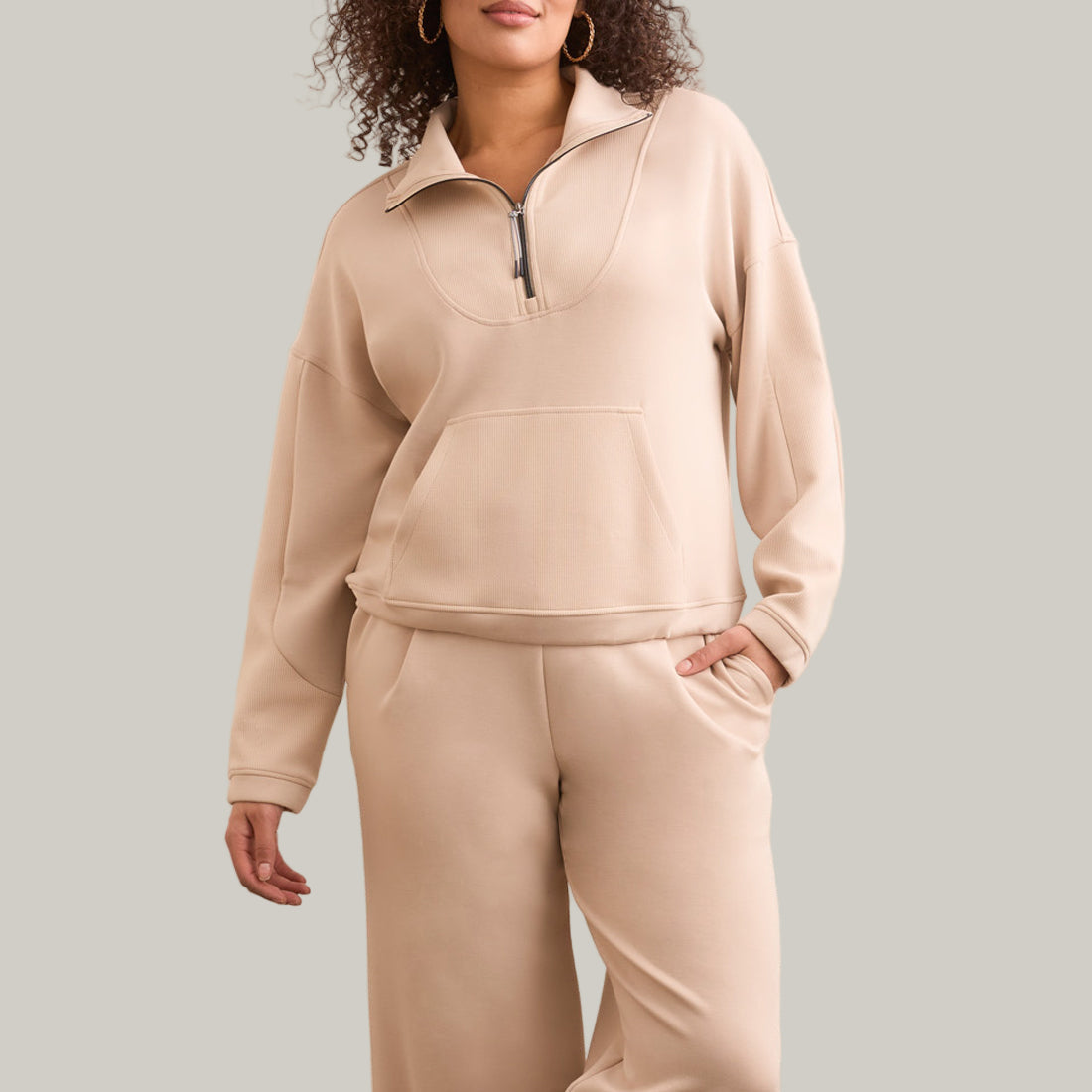 Tribal - Long Sleeve Mock-Neck Top With Zipper