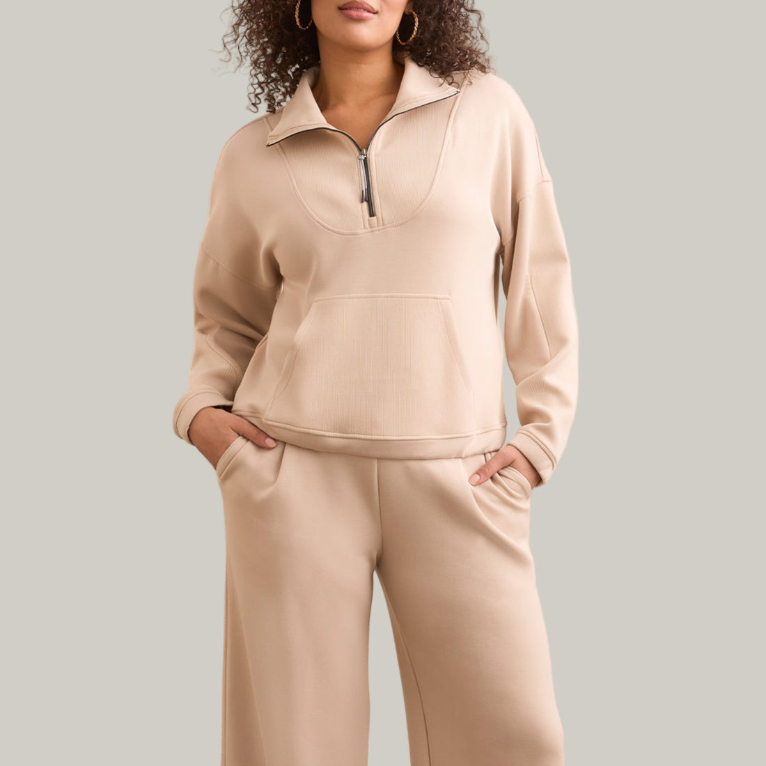 Tribal - Long Sleeve Mock-Neck Top With Zipper