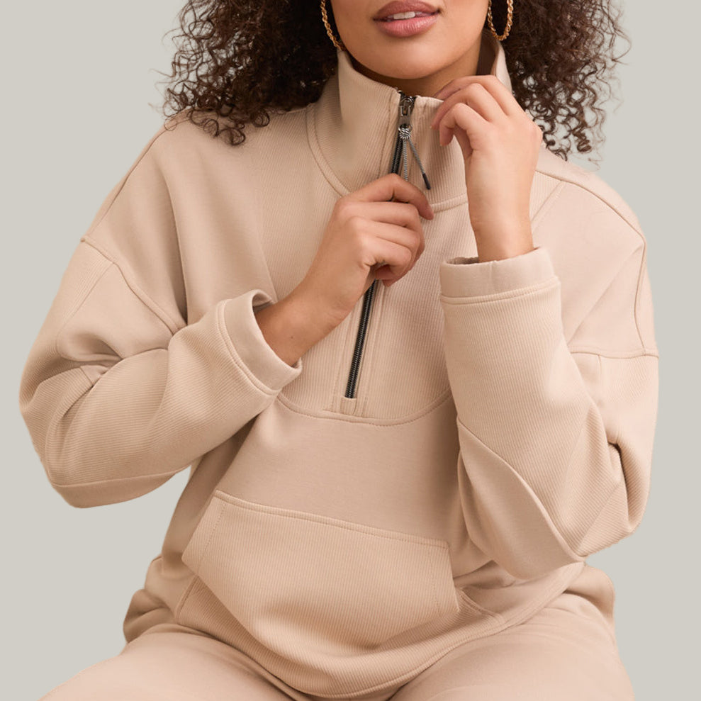 Tribal - Long Sleeve Mock-Neck Top With Zipper
