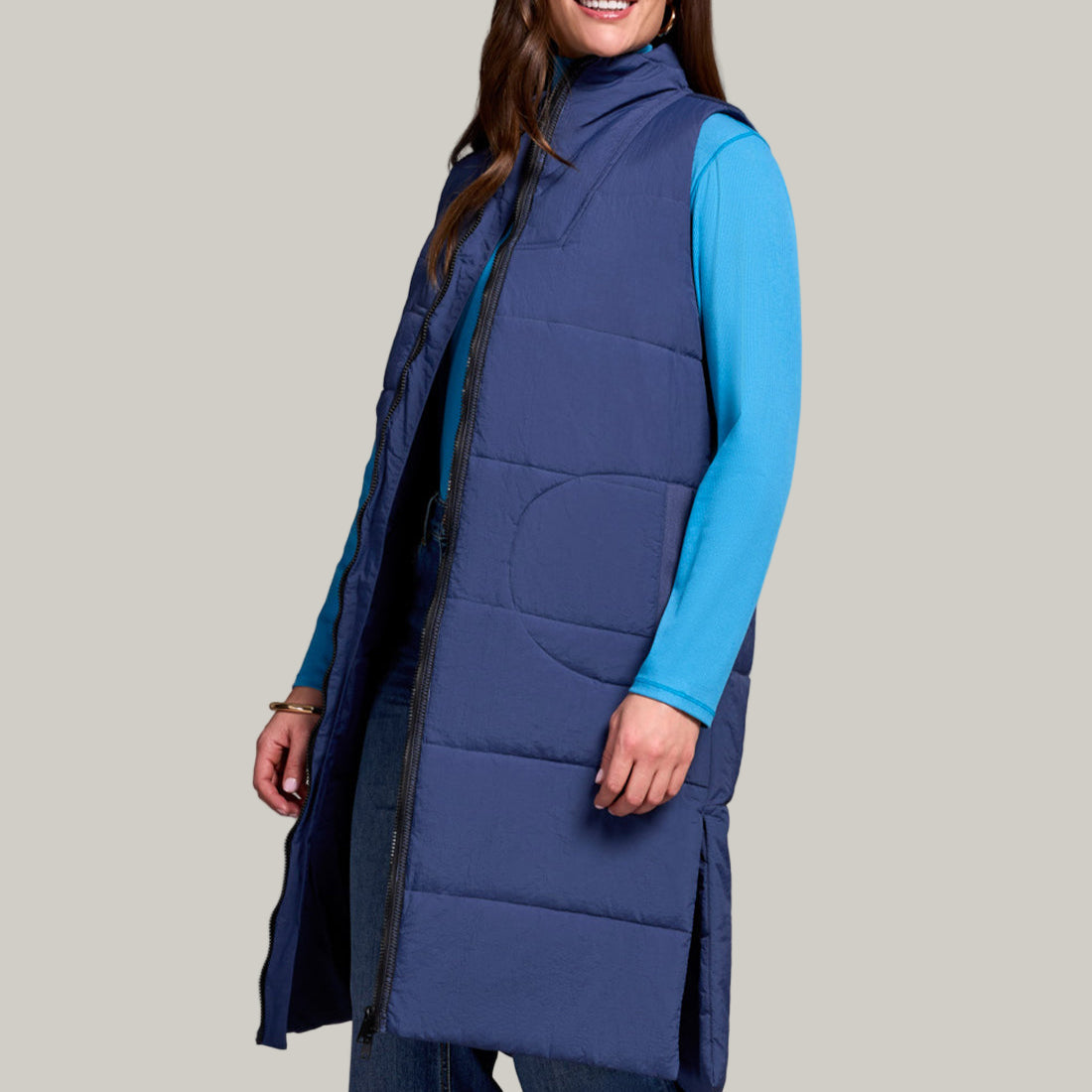 Tribal - Long Zip-Front Quilted Vest