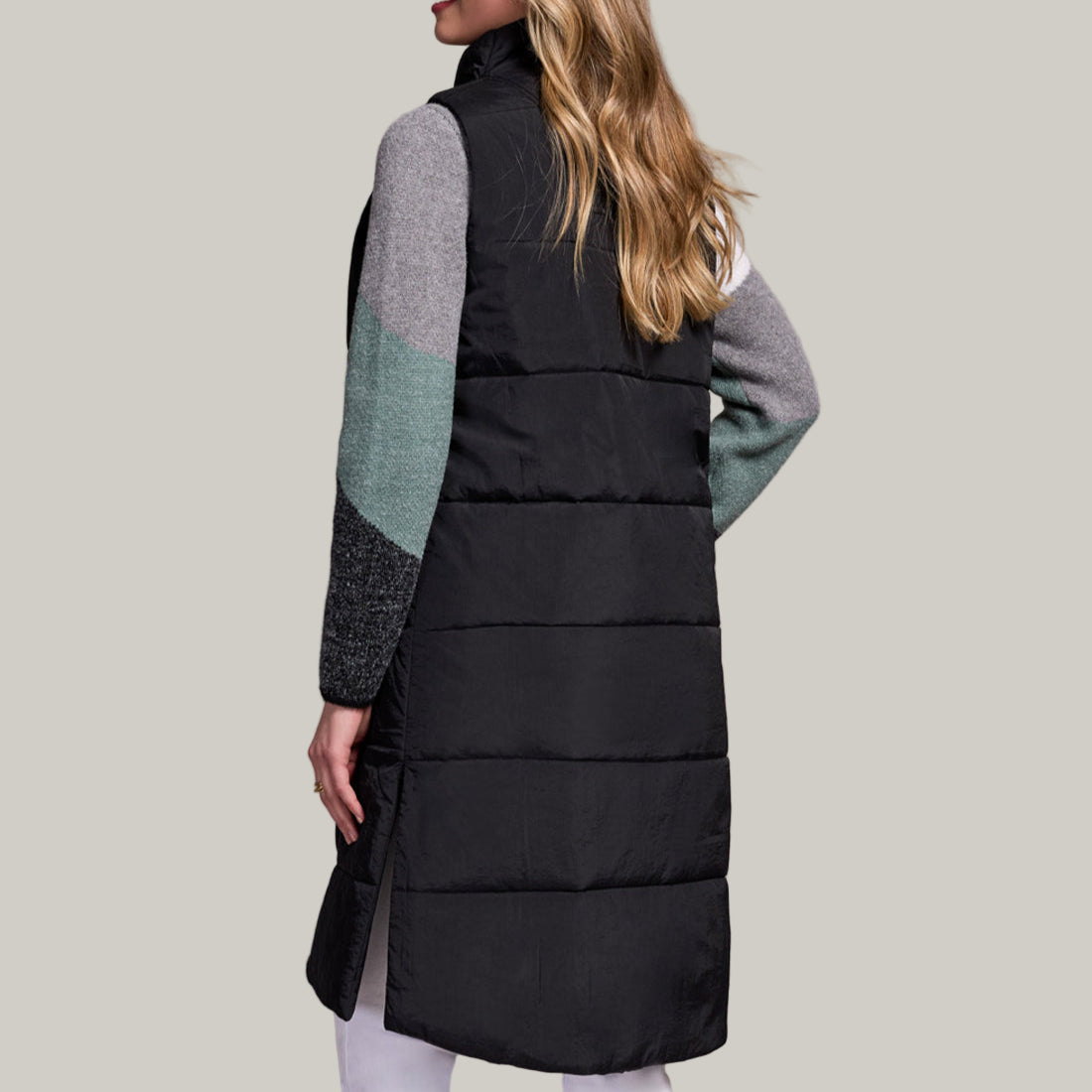 Tribal - Long Zip-Front Quilted Vest