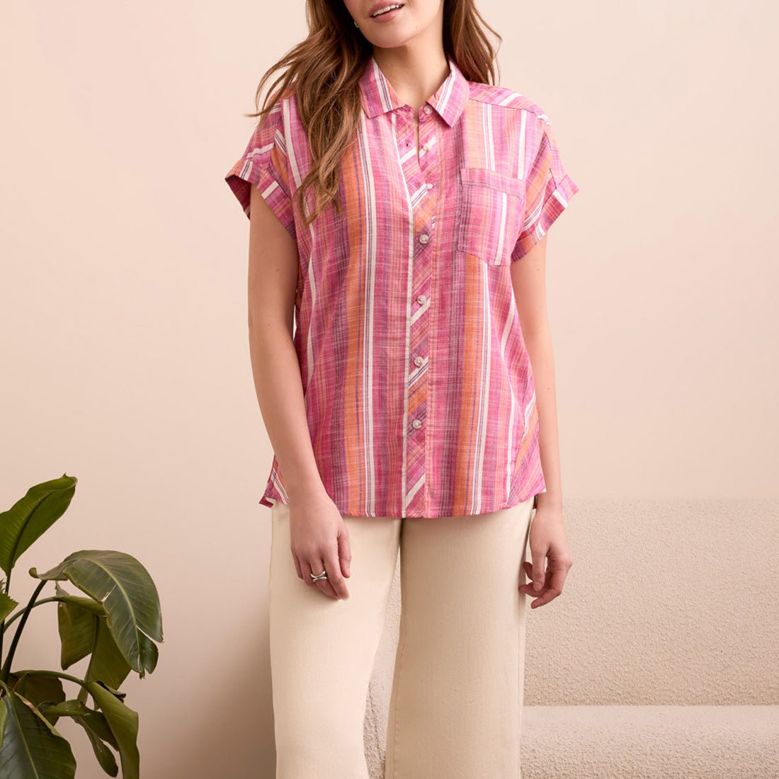 Tribal - Button-Up Blouse With Asymmetrical Panels