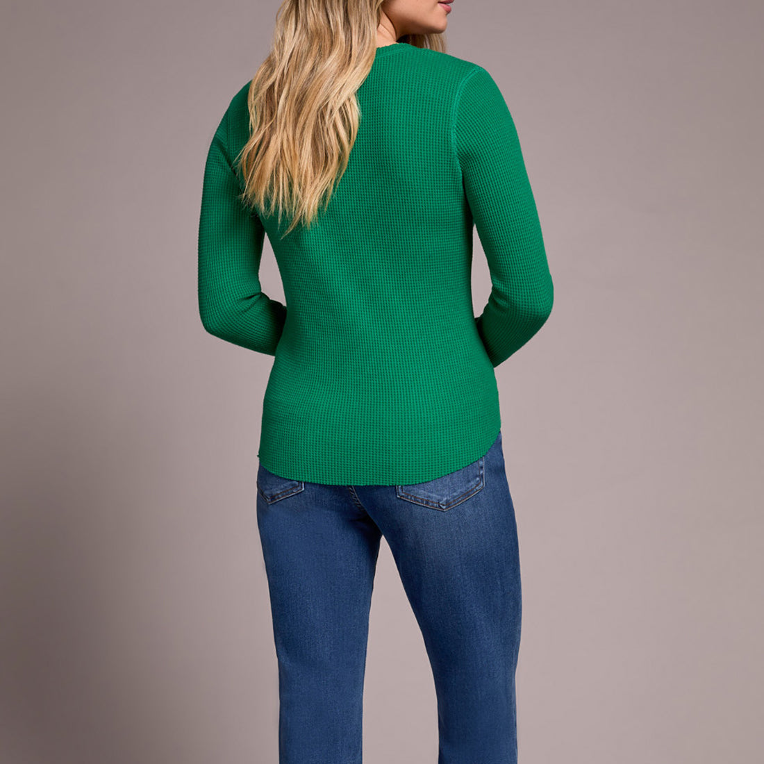 Tribal - Brushed Waffle Knit Henley Long Sleeve Top