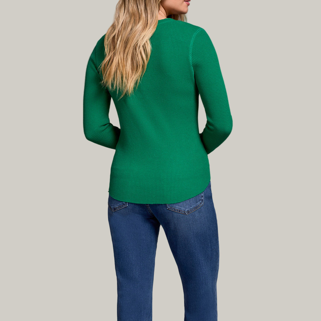 Tribal - Brushed Waffle Knit Henley Long Sleeve Top