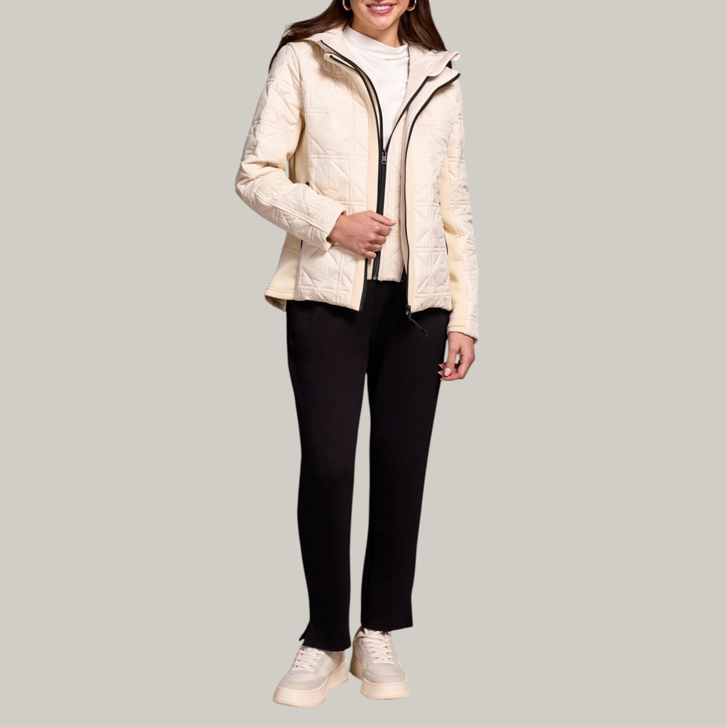Tribal - Zip Front Puffer Coat With Removable Hood