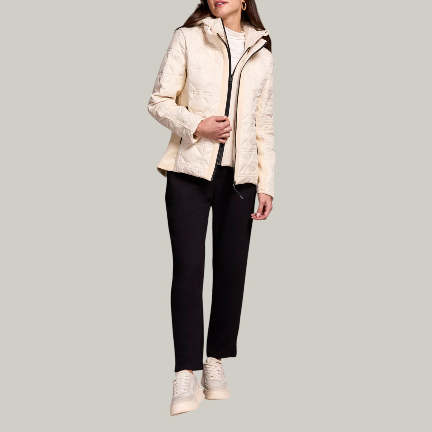 Tribal - Zip Front Puffer Coat With Removable Hood