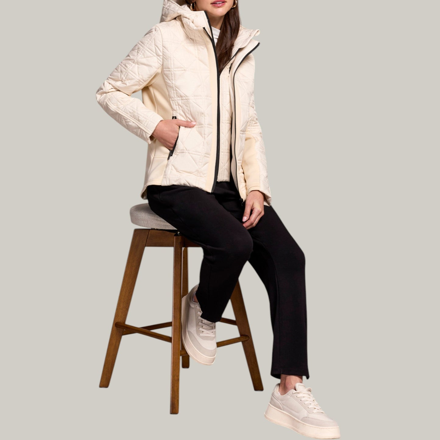 Tribal - Zip Front Puffer Coat With Removable Hood