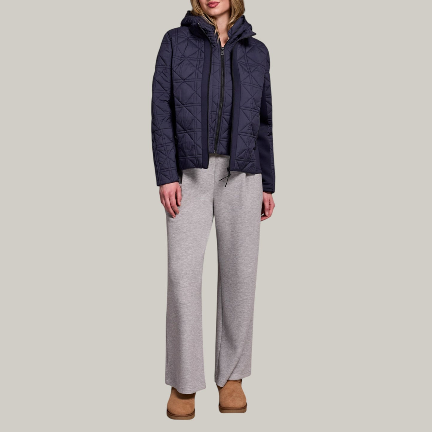 Tribal - Zip Front Puffer Coat With Removable Hood