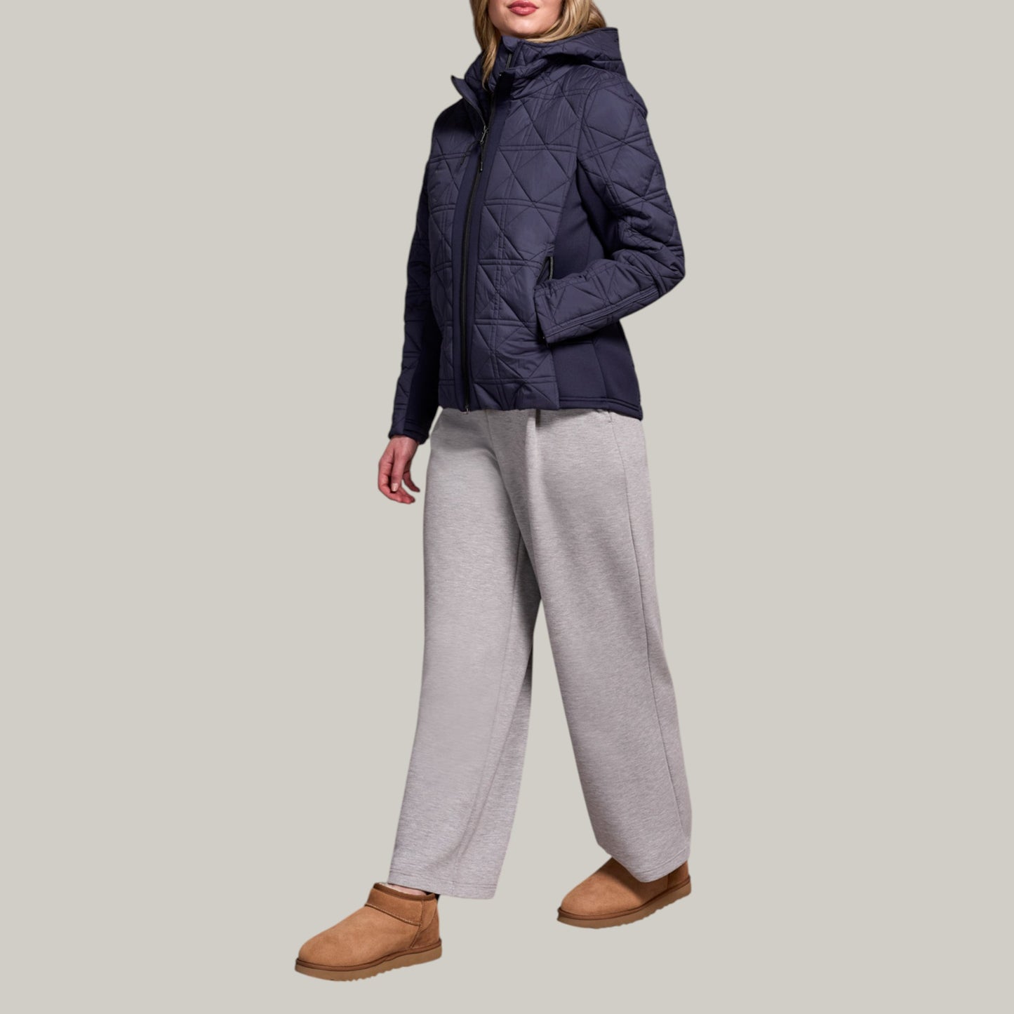 Tribal - Zip Front Puffer Coat With Removable Hood
