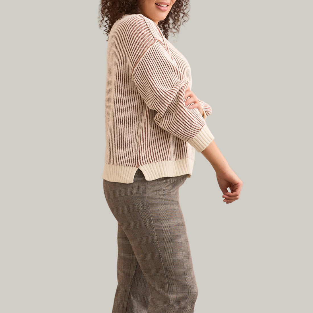 Tribal - Crew Neck Sweater With Side Slits