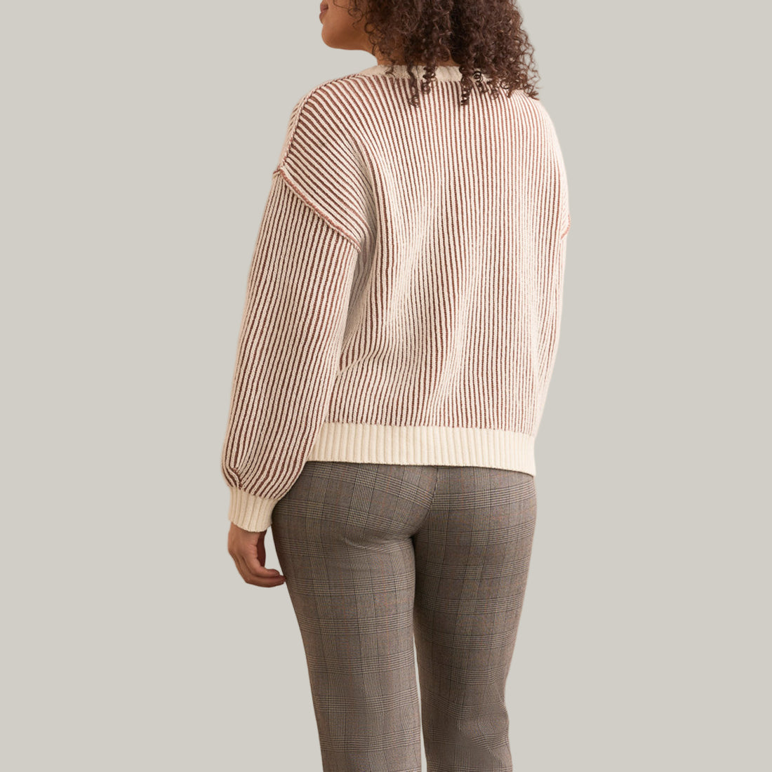 Tribal - Crew Neck Sweater With Side Slits