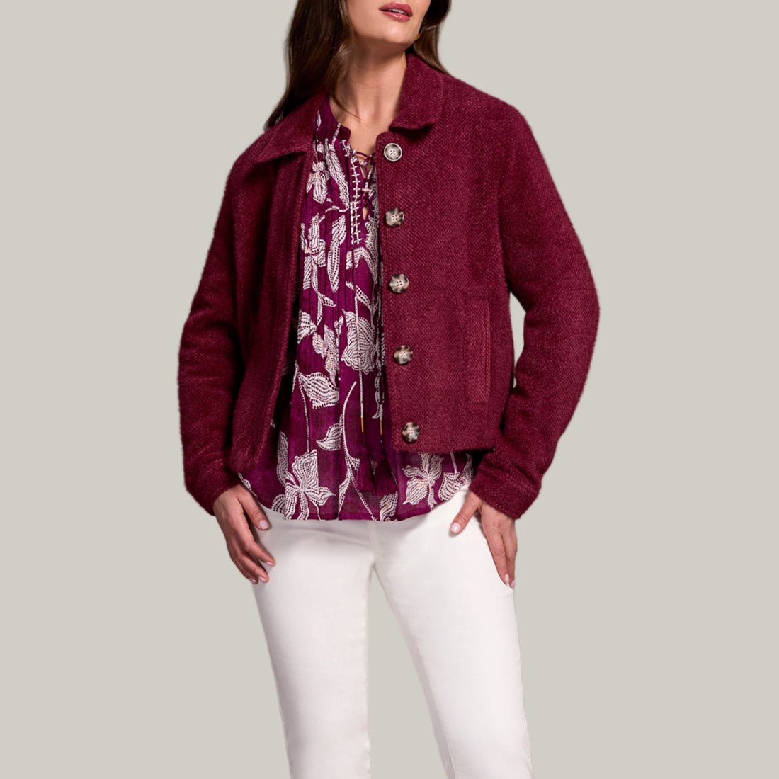 Tribal - Long Sleeve Button Front Lined Jacket