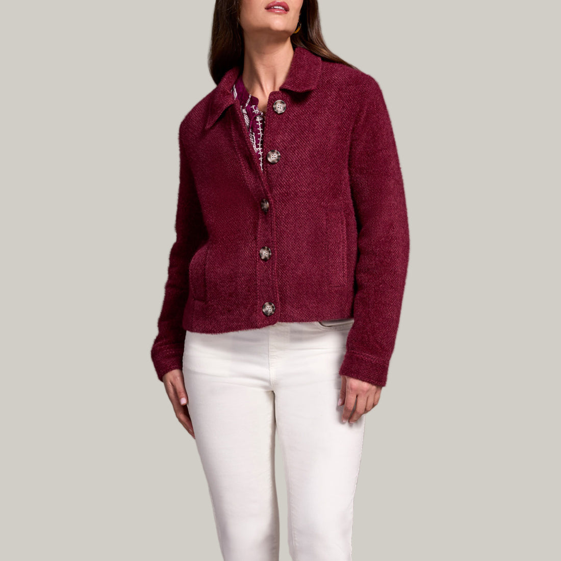 Tribal - Long Sleeve Button Front Lined Jacket