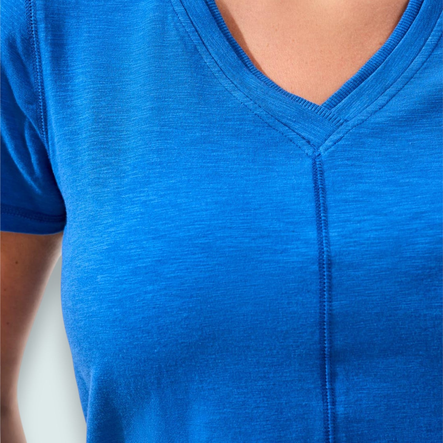 Tribal - Slub Knit V-Neck Top With Double Trim