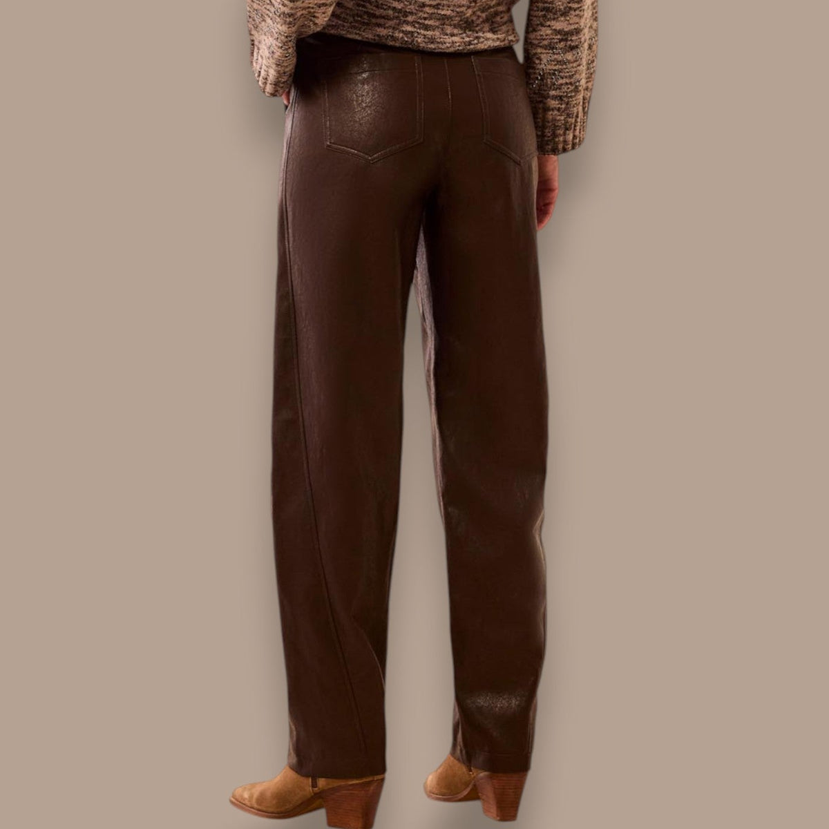 Tribal - Faux Leather Barrel Leg Pants
