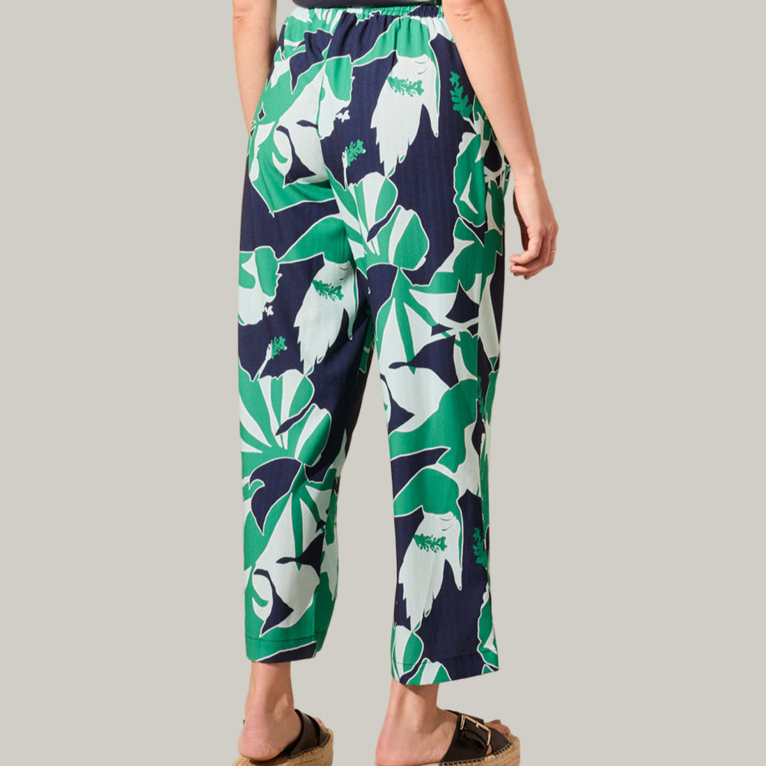Tribal - Foliage Print Wide Leg Pull-On Ankle Pant