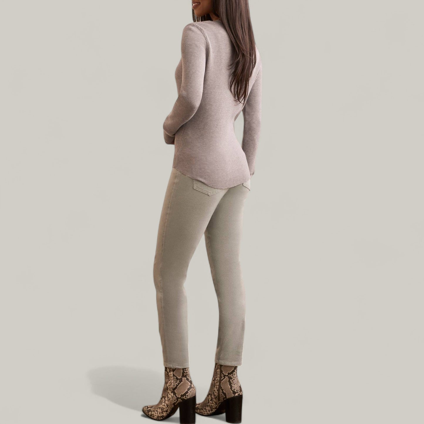Tribal - Brushed Waffle Knit Henley Long Sleeve Top
