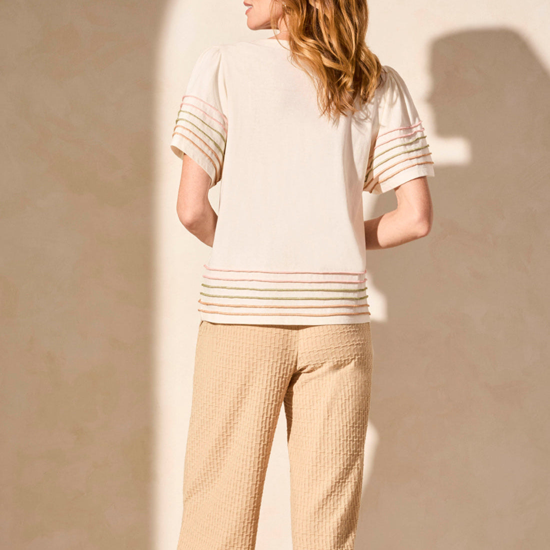 Tribal - Boat Neck Top With Contrast Stitching
