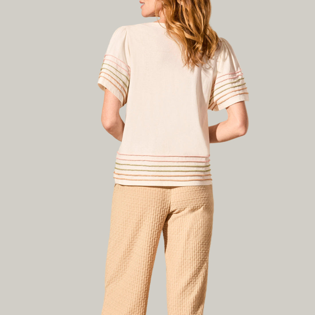 Tribal - Boat Neck Top With Contrast Stitching