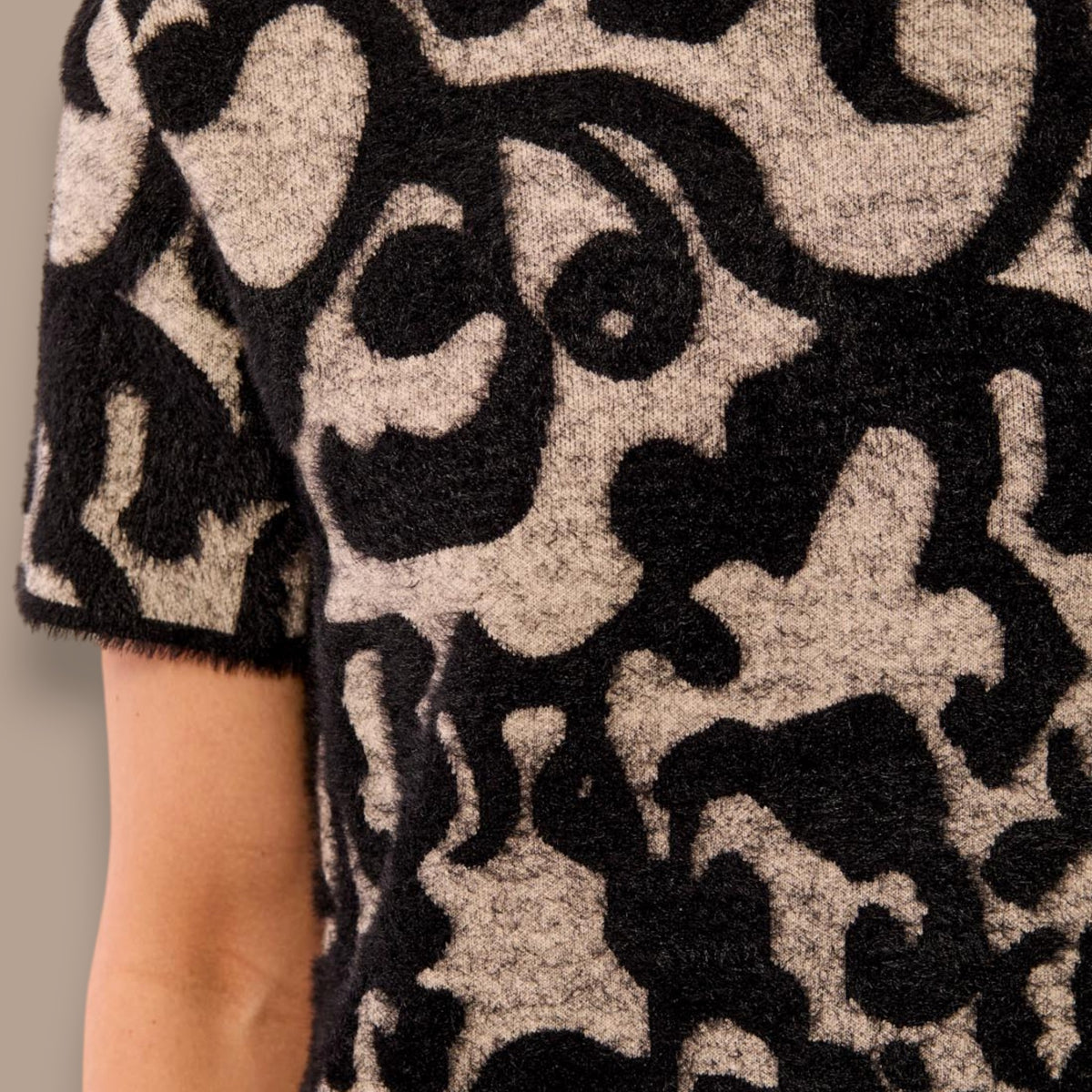 Tribal - Short Sleeve Jacquard Sweater Dress