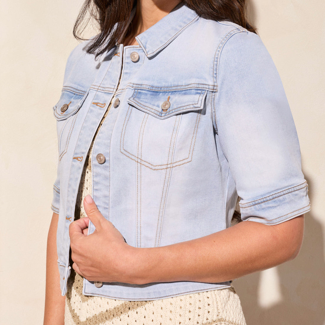 Tribal - Elbow Sleeve Denim Jacket