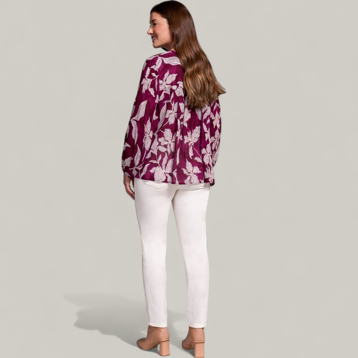 Tribal - Printed Jacquard Pintuck-Front Blouse