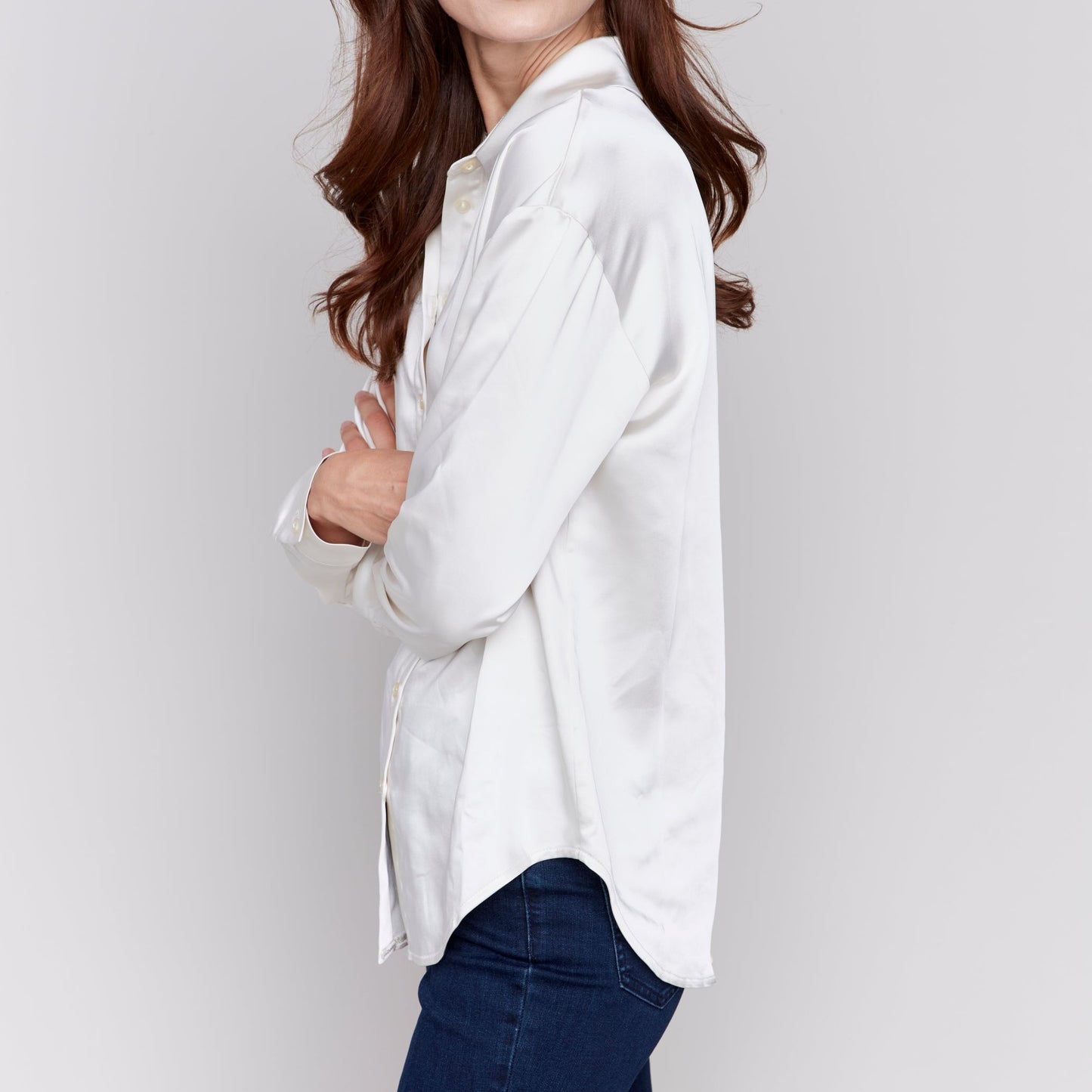 Charlie B - Satin Button-Down Blouse