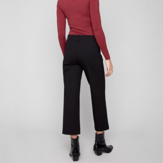 Charlie B - Patch Pocket Wide Leg Cropped Ponte Pants