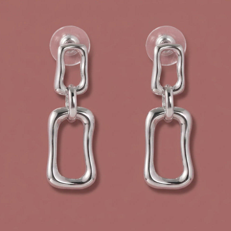 Merx - Modern Double Link Drop Earrings