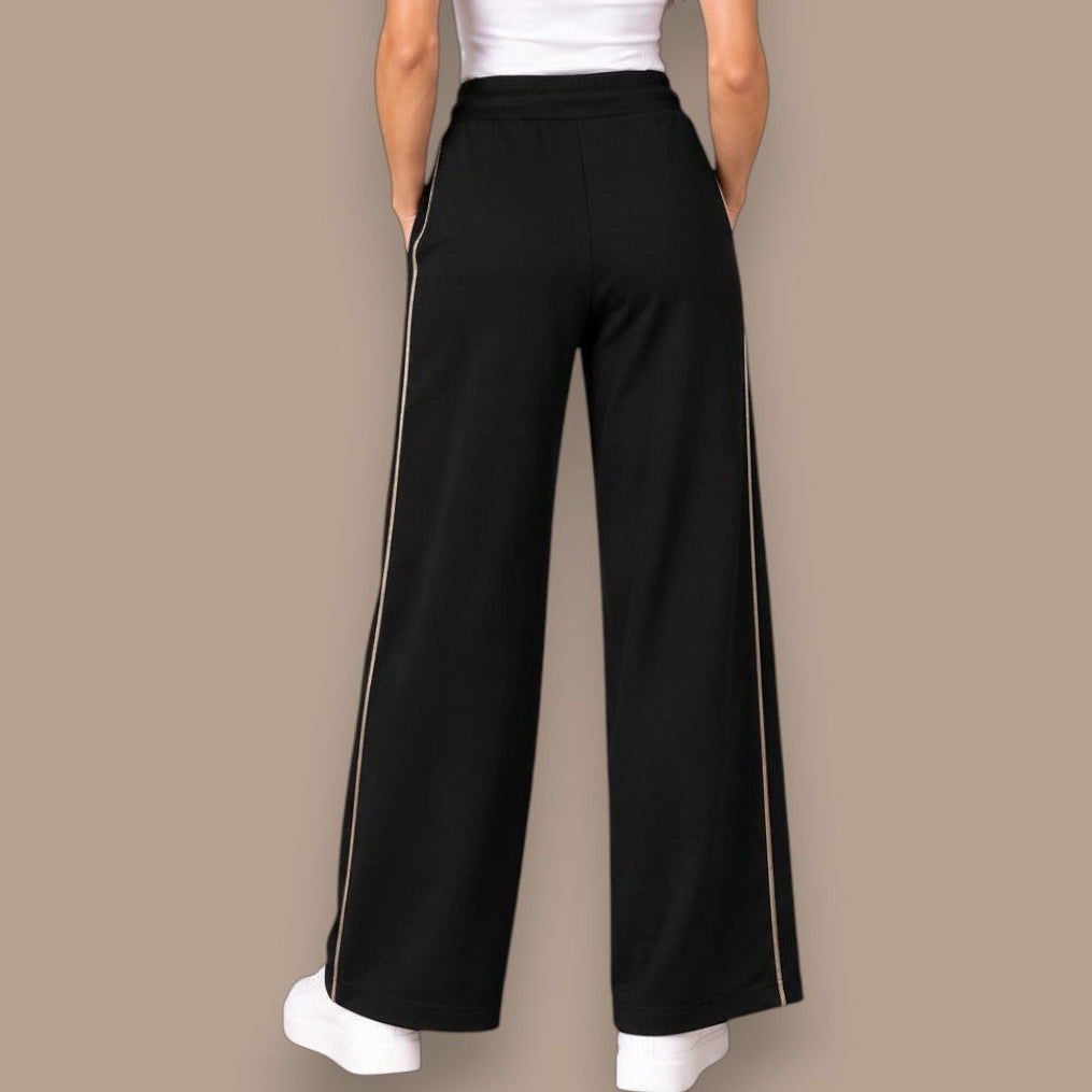Pure - Gold Side Stripe Wide-Leg Pants