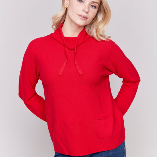 Charlie B - Funnel Neck Sweater With Front Pocket