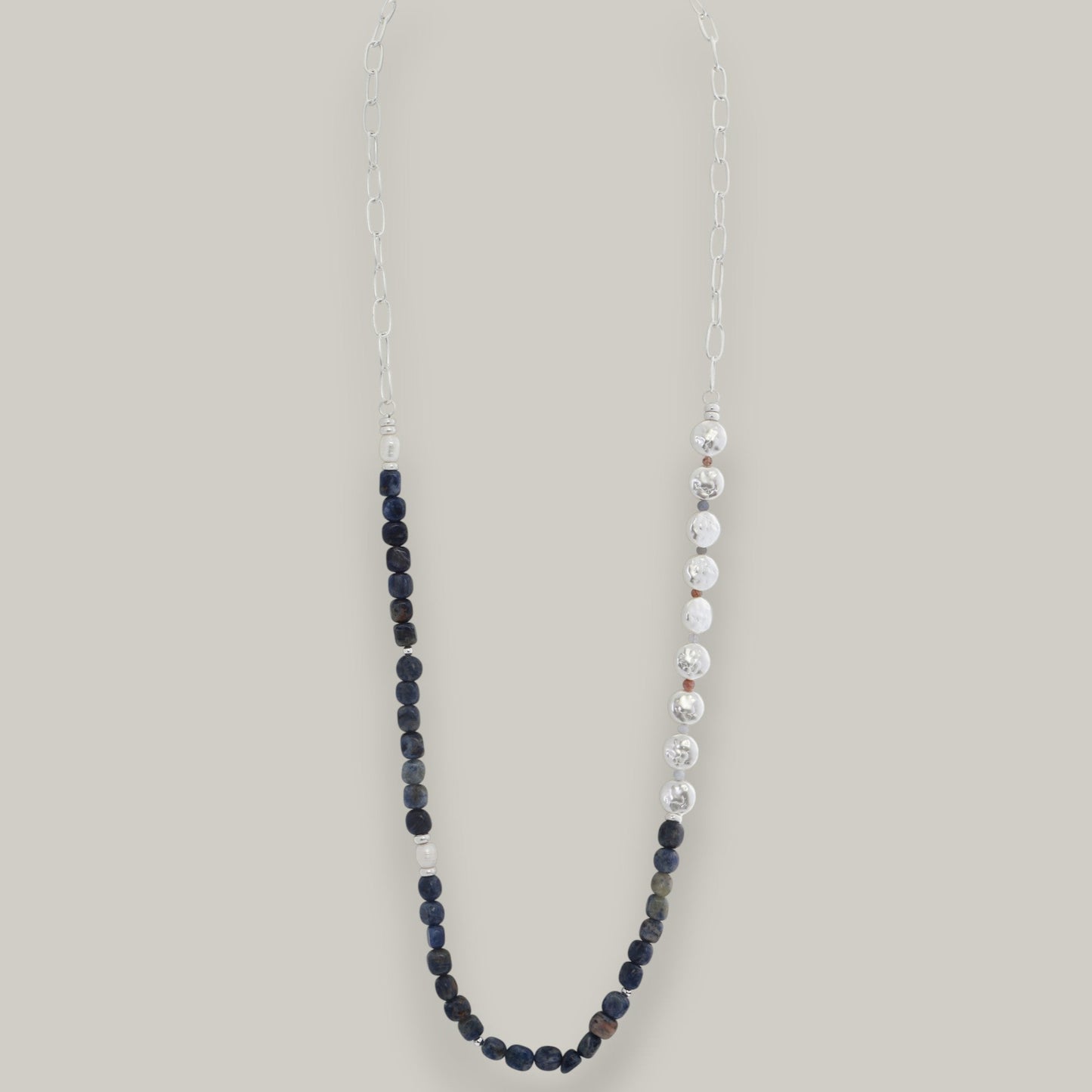 Merx - Navy and Grey Beaded Necklace