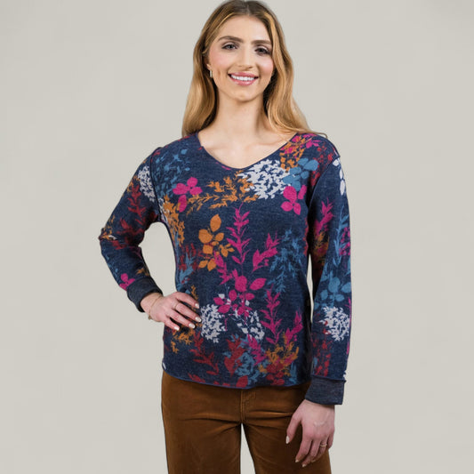 Trisha Tyler - Reversible Floral V-Neck Top