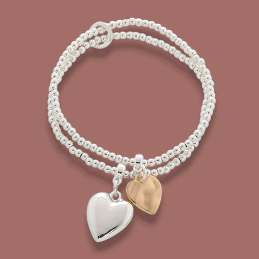 Merx - Double-Strand Heart Charm Bracelet