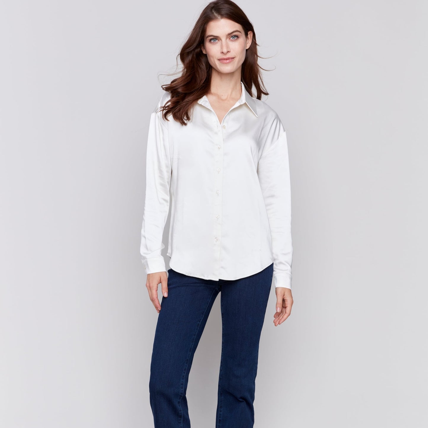 Charlie B - Satin Button-Down Blouse