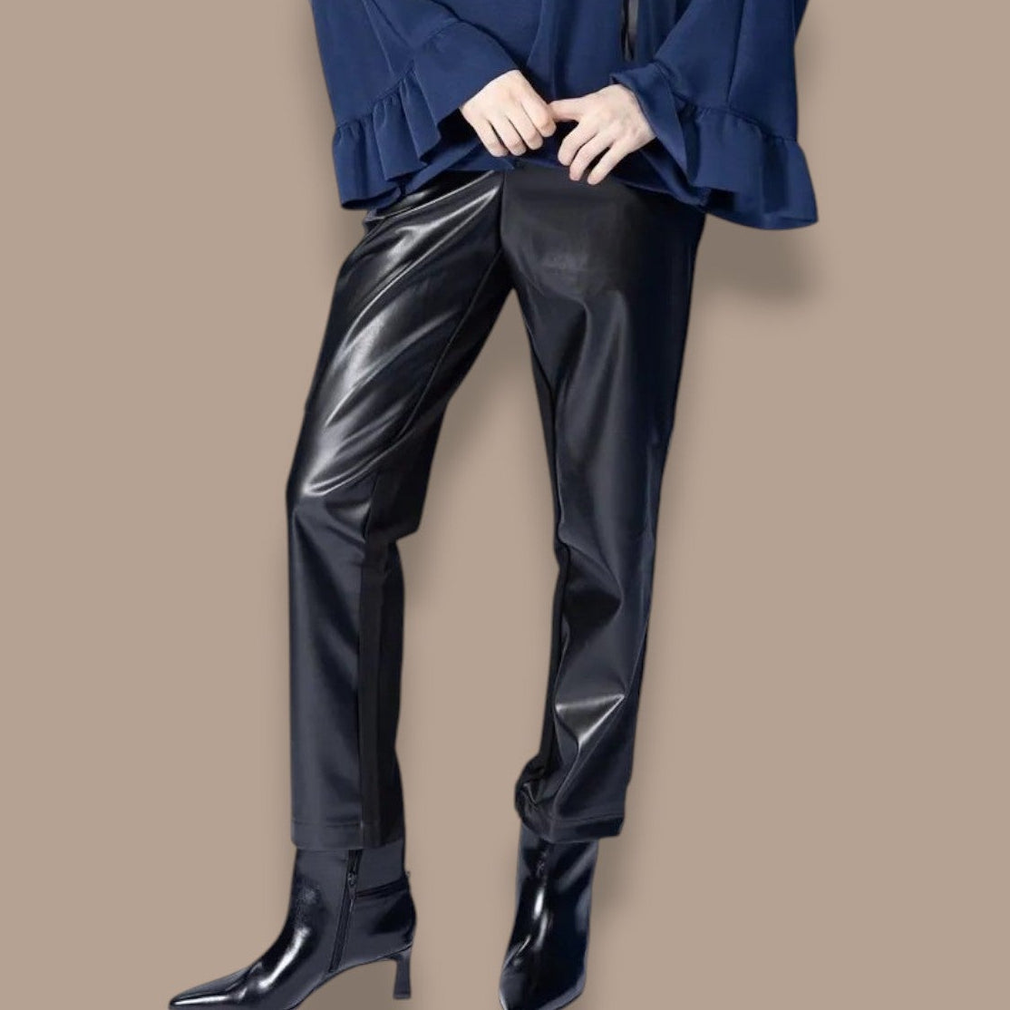 Paolo Tricot - Faux Leather Straight-Leg Pants