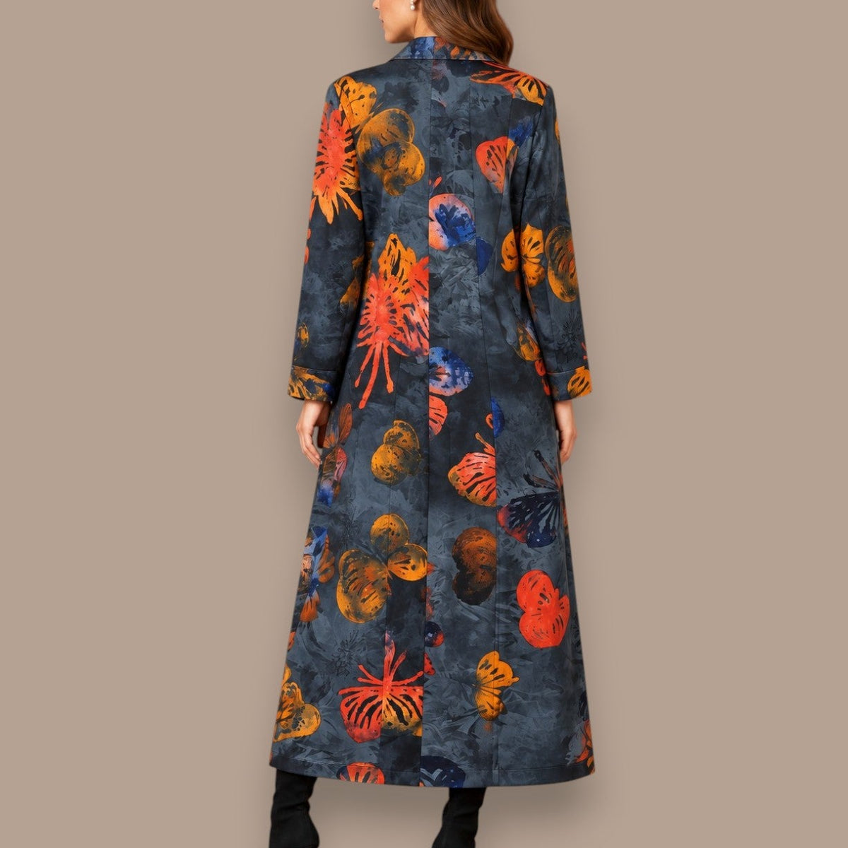Minkas - Abstract Floral Print Long Duster