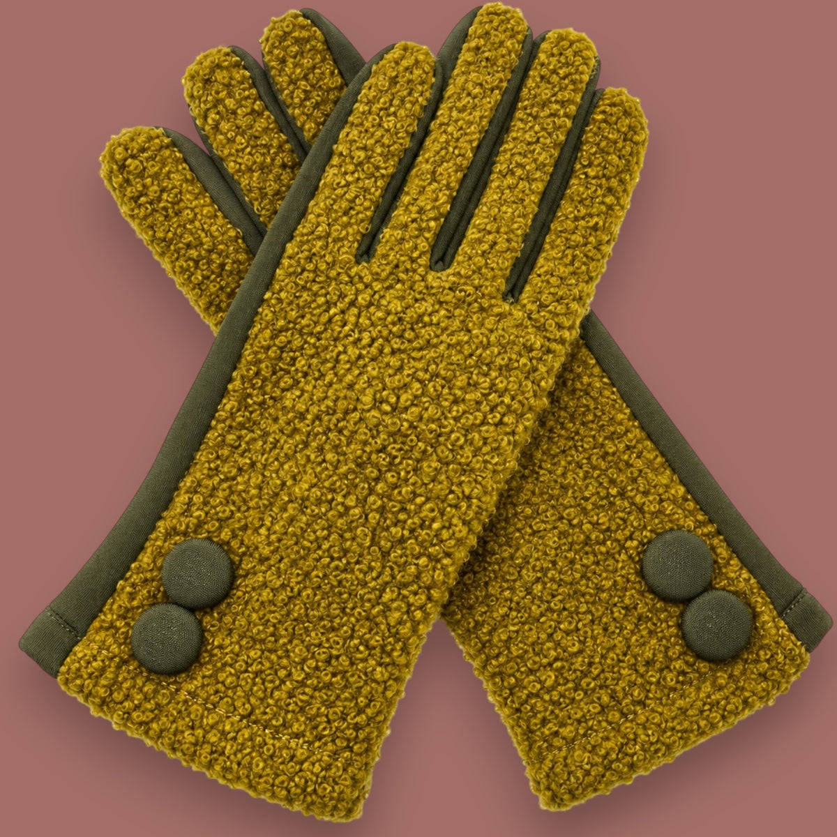 LC - Cozy Textured Button Detail Gloves