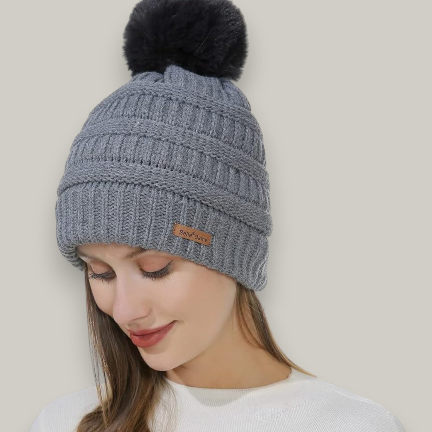 Belle Dame - Cozy Pom-Pom Knit Hat