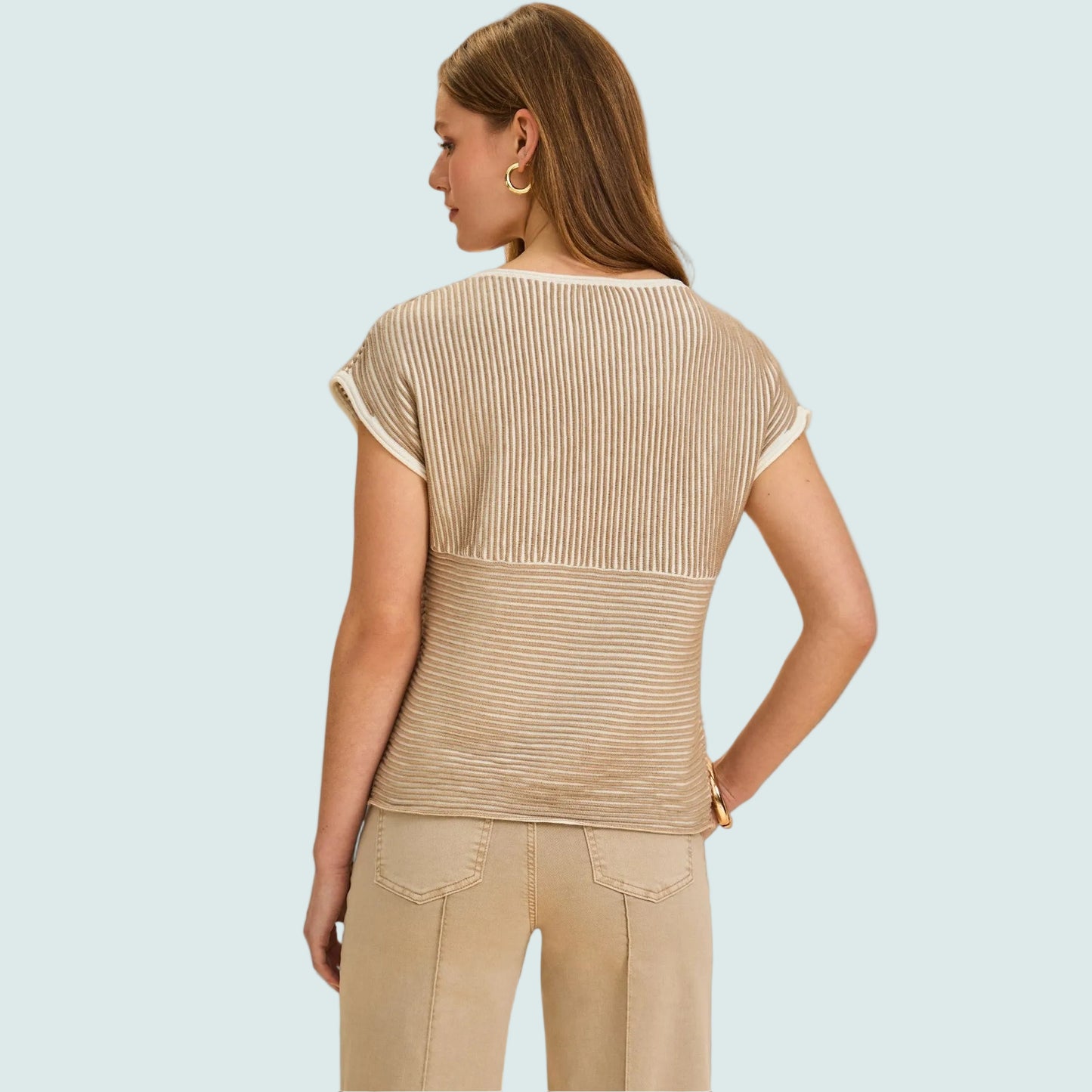 FDJ - Striped Cap-Sleeve Knit Top