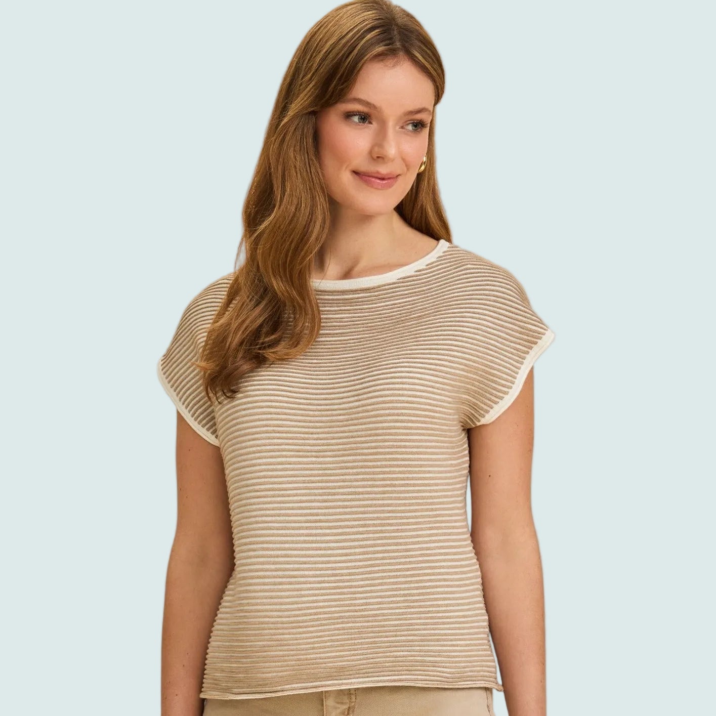 FDJ - Striped Cap-Sleeve Knit Top