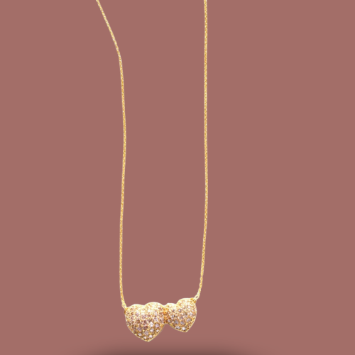 Audrey's - Double Heart Pavé Pendant Necklace
