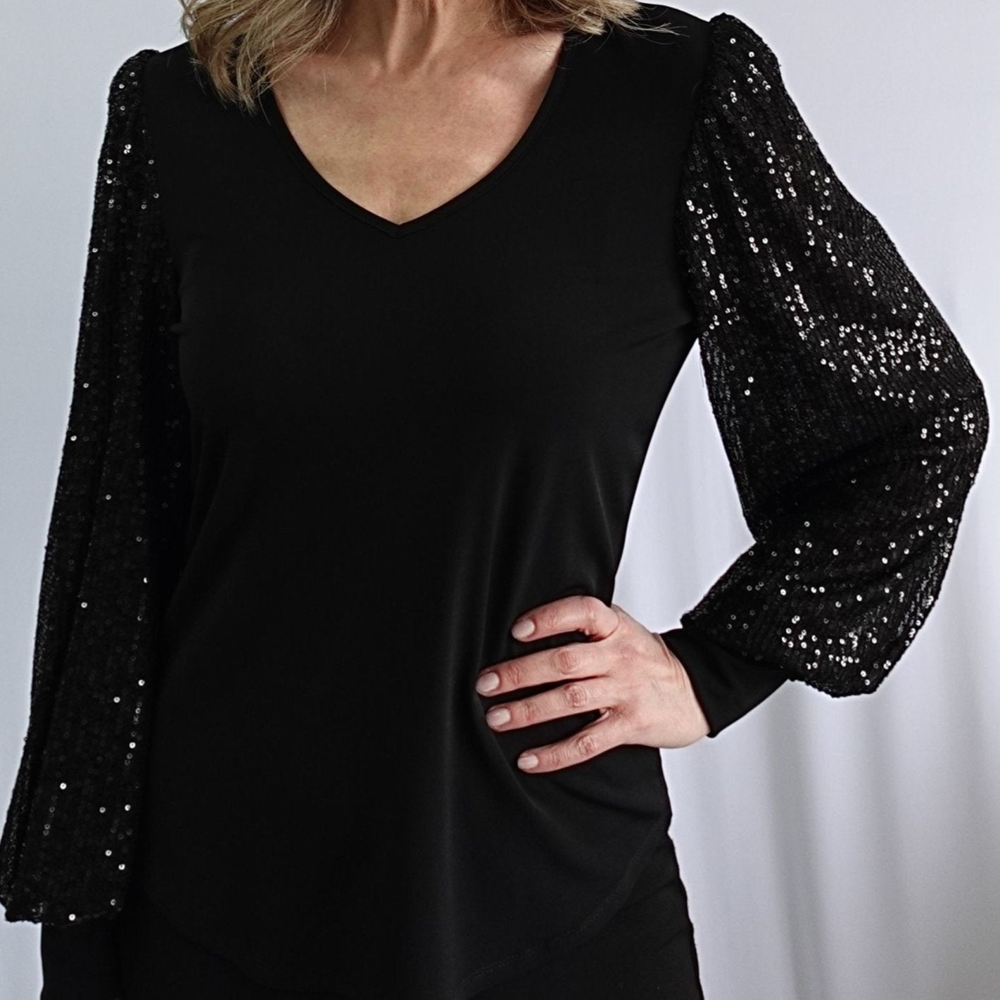 Soft Works - Sequin Sleeve Top