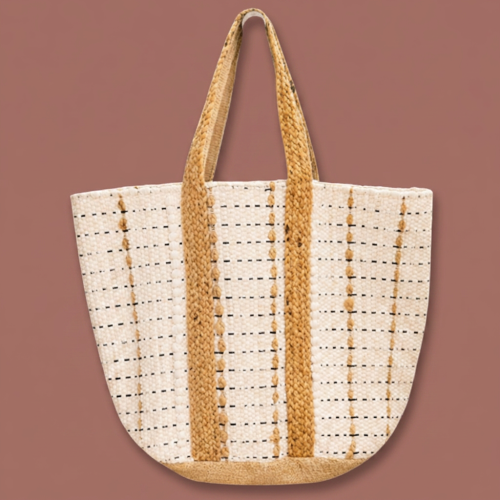 Vintage Decor - Natural Jute Woven Tote Bag