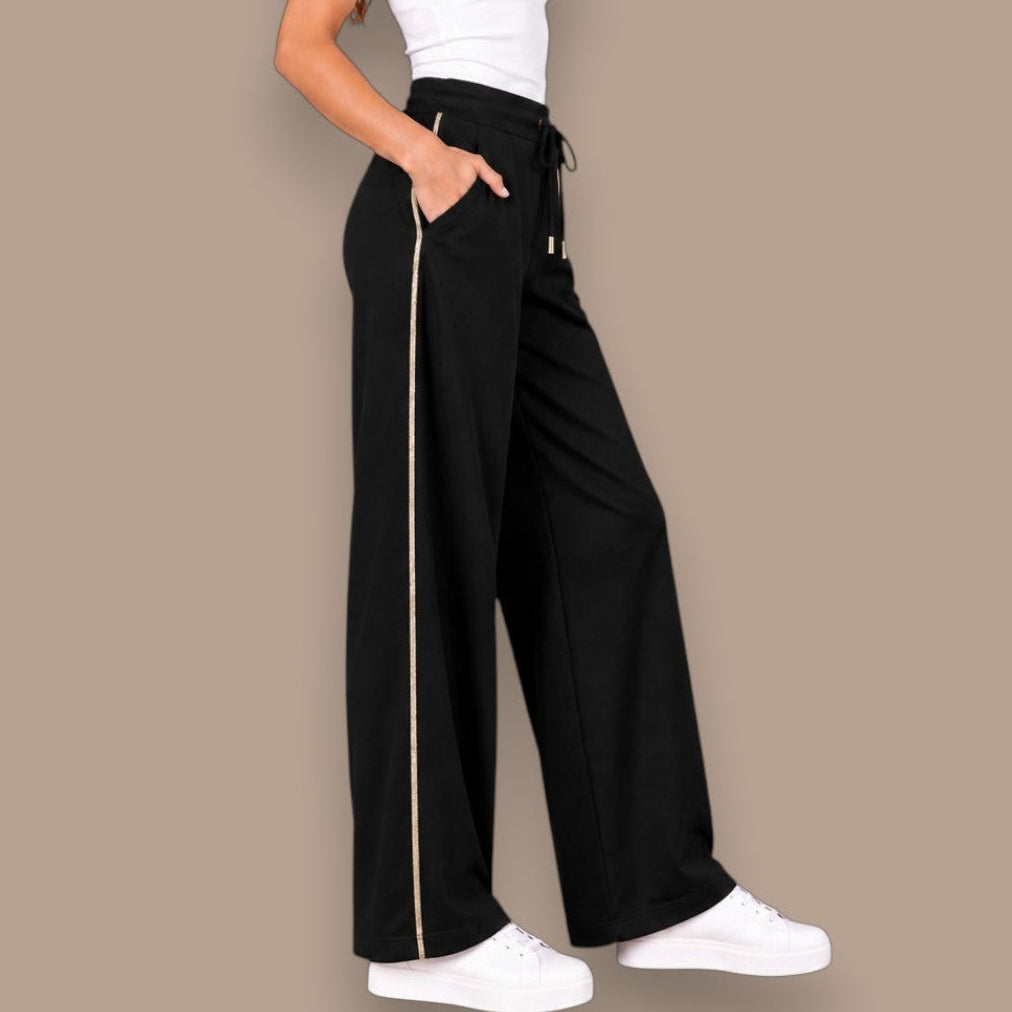 Pure - Gold Side Stripe Wide-Leg Pants